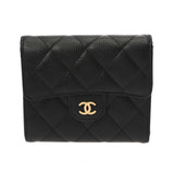 CHANEL シャネル クラシック スモールフラップウォレット ブラック AP0231 レディース キャビアスキン 三つ折り財布 未使用 銀蔵