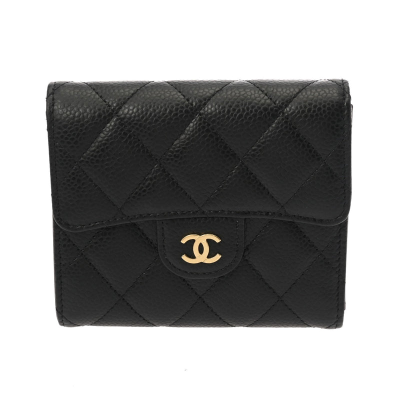 CHANEL シャネル クラシック スモールフラップウォレット ブラック AP0231 レディース キャビアスキン 三つ折り財布 未使用 銀蔵