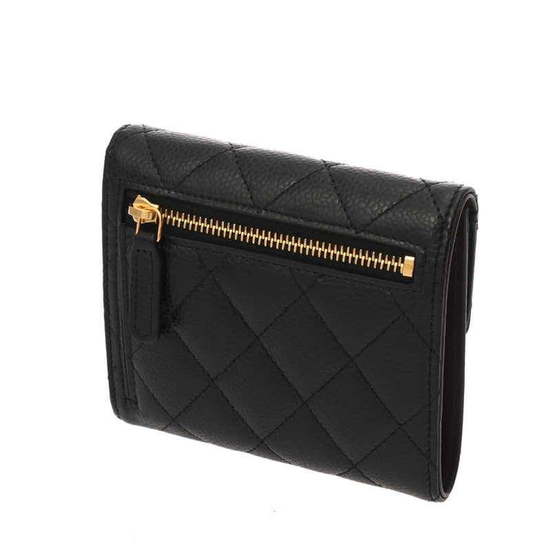 CHANEL シャネル クラシック スモールフラップウォレット ブラック AP0231 レディース キャビアスキン 三つ折り財布 未使用 銀蔵
