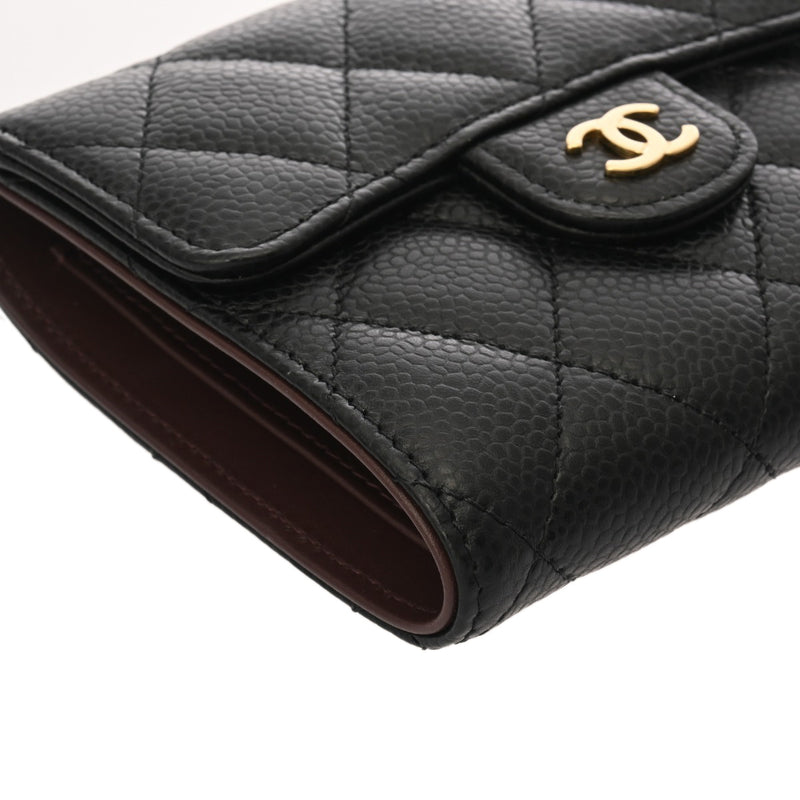 CHANEL シャネル クラシック スモールフラップウォレット ブラック AP0231 レディース キャビアスキン 三つ折り財布 未使用 銀蔵