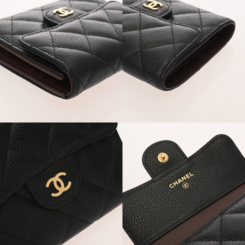 CHANEL シャネル クラシック スモールフラップウォレット ブラック AP0231 レディース キャビアスキン 三つ折り財布 未使用 銀蔵