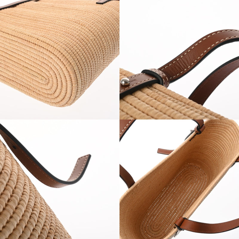 LOEWE ロエベ スクエア バスケットバッグ ベージュ/ブラウン レディース パームリーフ/レザー かごバッグ・バスケット ABランク 中古 銀蔵