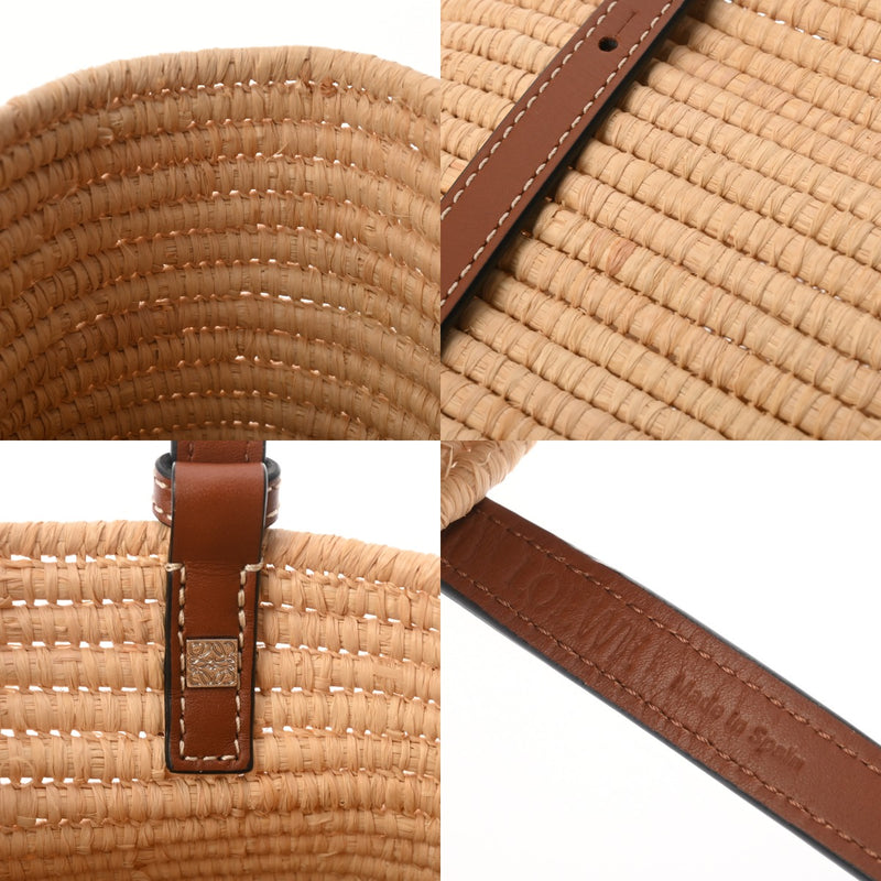 LOEWE ロエベ スクエア バスケットバッグ ベージュ/ブラウン レディース パームリーフ/レザー かごバッグ・バスケット ABランク 中古 銀蔵