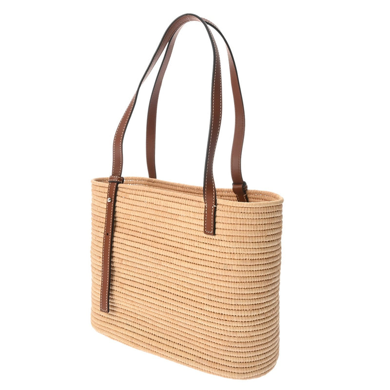 LOEWE ロエベ スクエア バスケットバッグ ベージュ/ブラウン レディース パームリーフ/レザー かごバッグ・バスケット ABランク 中古 銀蔵