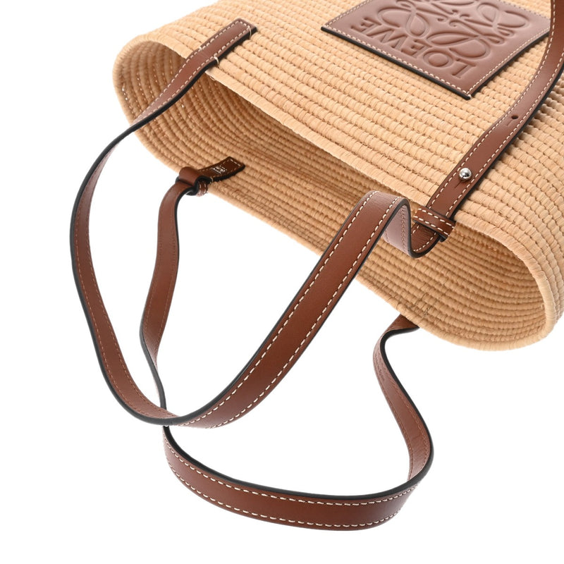 LOEWE ロエベ スクエア バスケットバッグ ベージュ/ブラウン レディース パームリーフ/レザー かごバッグ・バスケット ABランク 中古 銀蔵