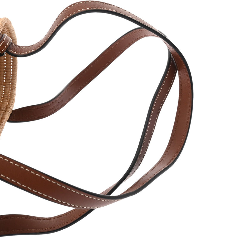 LOEWE ロエベ スクエア バスケットバッグ ベージュ/ブラウン レディース パームリーフ/レザー かごバッグ・バスケット ABランク 中古 銀蔵