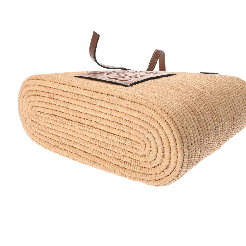 LOEWE ロエベ スクエア バスケットバッグ ベージュ/ブラウン レディース パームリーフ/レザー かごバッグ・バスケット ABランク 中古 銀蔵