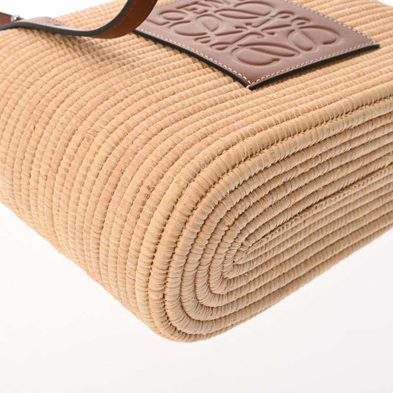 LOEWE ロエベ スクエア バスケットバッグ ベージュ/ブラウン レディース パームリーフ/レザー かごバッグ・バスケット ABランク 中古 銀蔵