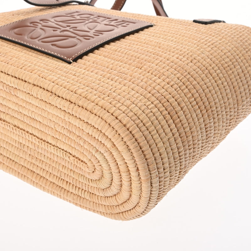 LOEWE ロエベ スクエア バスケットバッグ ベージュ/ブラウン レディース パームリーフ/レザー かごバッグ・バスケット ABランク 中古 銀蔵