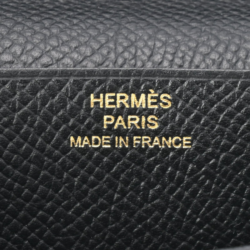 HERMES エルメス ベアンスフレ  黒 ゴールド金具 C刻印(2018年頃) レディース ヴォーエプソン 長財布 Bランク 中古 銀蔵