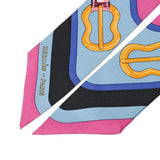 HERMES エルメス ツイリー COACING 黒/ピンク/白 レディース シルク100％ スカーフ ABランク 中古 銀蔵