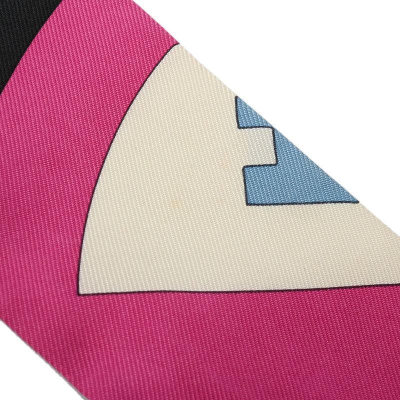 HERMES エルメス ツイリー COACING 黒/ピンク/白 レディース シルク100％ スカーフ ABランク 中古 銀蔵