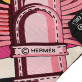 HERMES エルメス ツイリー COACING 黒/ピンク/白 レディース シルク100％ スカーフ ABランク 中古 銀蔵