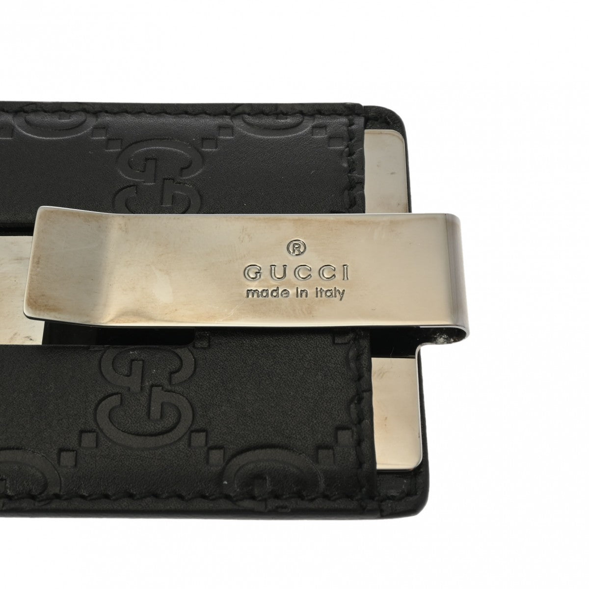 グッチグッチシマ マネークリップ 黒 シルバー金具 ユニセックス レザー マネークリップ 115268 GUCCI 中古 – 銀蔵オンライン