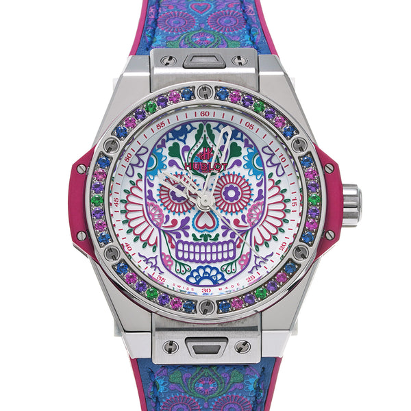 HUBLOT ウブロ ビックバン ワンクリック カラベラ 100本限定 465.SX.2090.VR.1299.MEX18 メンズ SS/ラバー 腕時計 自動巻き Aランク 中古 銀蔵