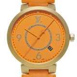 ルイヴィトン タンブール スリム QA103 オレンジ メンズ 腕時計 クォーツ 中古 銀蔵