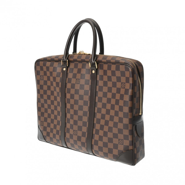 LOUIS VUITTON ルイヴィトン ダミエ ポルトドキュマン ヴォワヤージュ ブラウン N41124 メンズ ダミエキャンバス ビジネスバッグ Aランク 中古 銀蔵