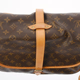 LOUIS VUITTON ルイヴィトン モノグラム ソミュール 35 ブラウン M42254 レディース モノグラムキャンバス ショルダーバッグ Bランク 中古 銀蔵