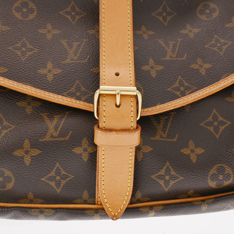 LOUIS VUITTON ルイヴィトン モノグラム ソミュール 35 ブラウン M42254 レディース モノグラムキャンバス ショルダーバッグ Bランク 中古 銀蔵