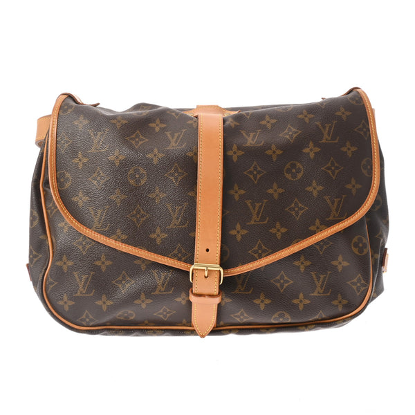 LOUIS VUITTON ルイヴィトン モノグラム ソミュール 35 ブラウン M42254 レディース モノグラムキャンバス ショルダーバッグ Bランク 中古 銀蔵