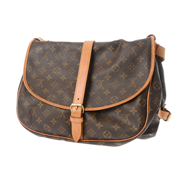 LOUIS VUITTON ルイヴィトン モノグラム ソミュール 35 ブラウン M42254 レディース モノグラムキャンバス ショルダーバッグ Bランク 中古 銀蔵