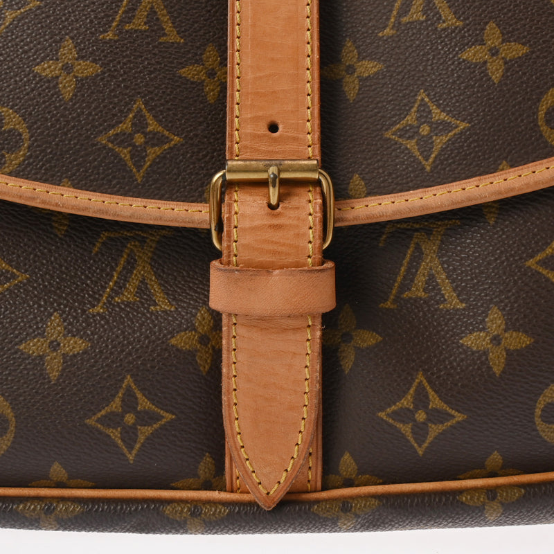 LOUIS VUITTON ルイヴィトン モノグラム ソミュール 35 ブラウン M42254 レディース モノグラムキャンバス ショルダーバッグ Bランク 中古 銀蔵