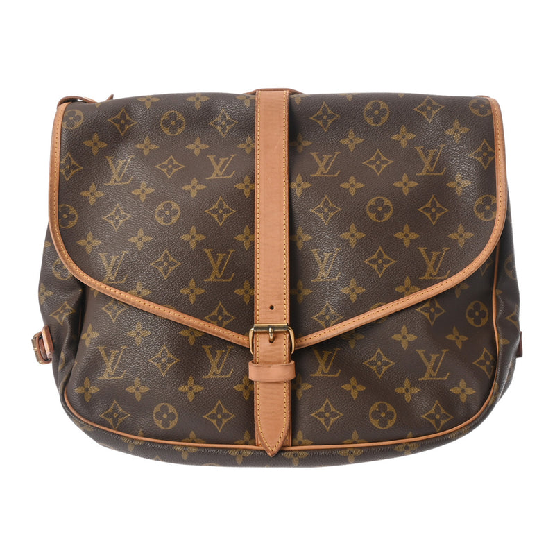 LOUIS VUITTON ルイヴィトン モノグラム ソミュール 35 ブラウン M42254 レディース モノグラムキャンバス ショルダーバッグ Bランク 中古 銀蔵