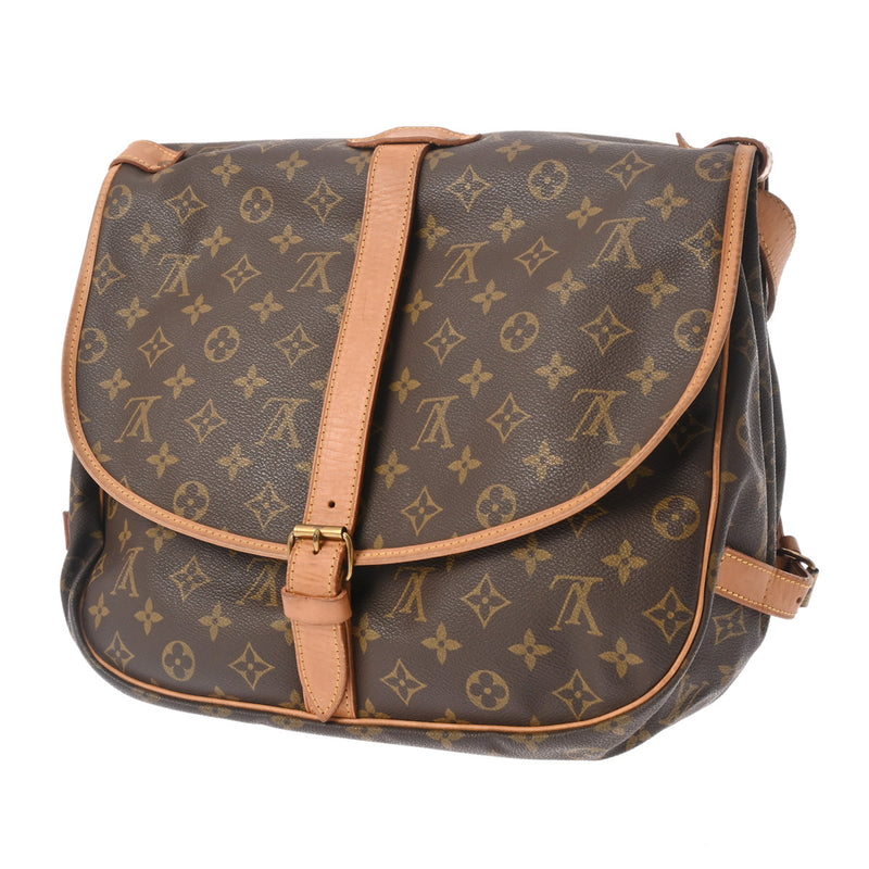 LOUIS VUITTON ルイヴィトン モノグラム ソミュール 35 ブラウン M42254 レディース モノグラムキャンバス ショルダーバッグ Bランク 中古 銀蔵