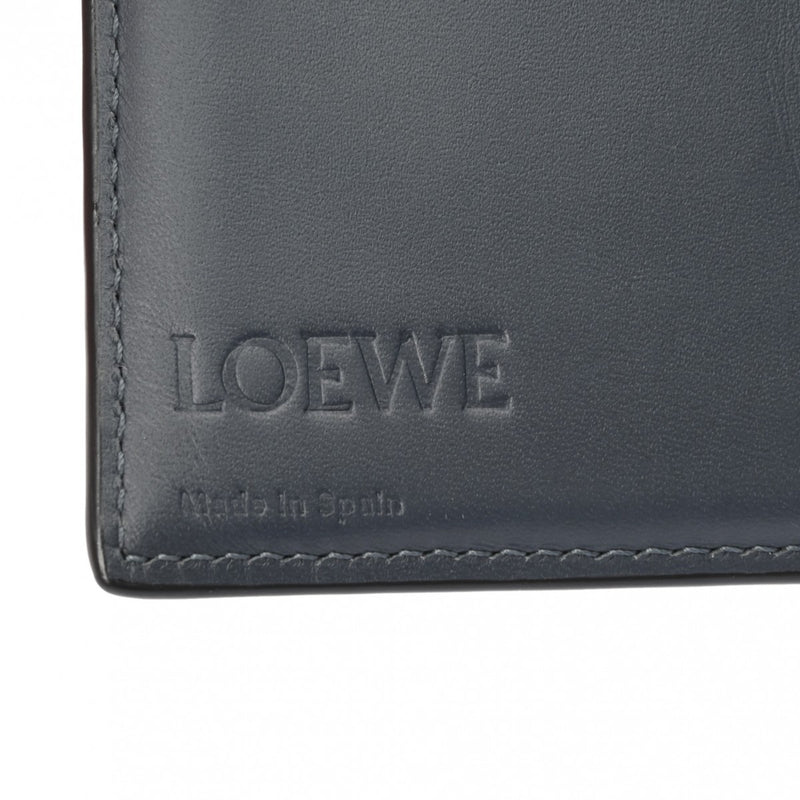 LOEWE ロエベ ブルー シルバー金具 レディース レザー型押し 二つ折り財布 ABランク 中古 銀蔵