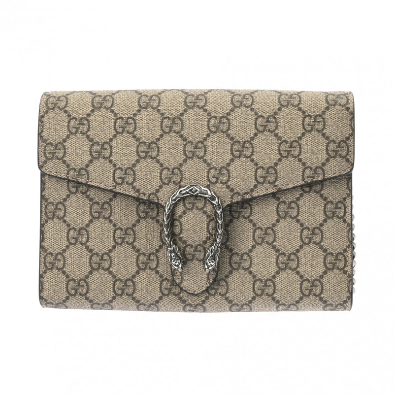 GUCCI グッチ GGスプリーム チェーンウォレット ベージュ/ピンク 401231 レディース キャンバス チェーンウォレット Aランク 中古 銀蔵