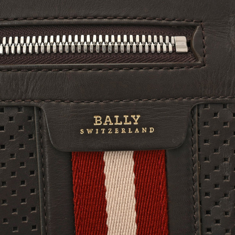 BALLY バリー パンチング ダークブラウン メンズ レザー ショルダーバッグ Bランク 中古 銀蔵