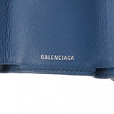 BALENCIAGA バレンシアガ ペーパー ミニ ウォレット 青 ユニセックス カーフ 三つ折り財布 Bランク 中古 銀蔵