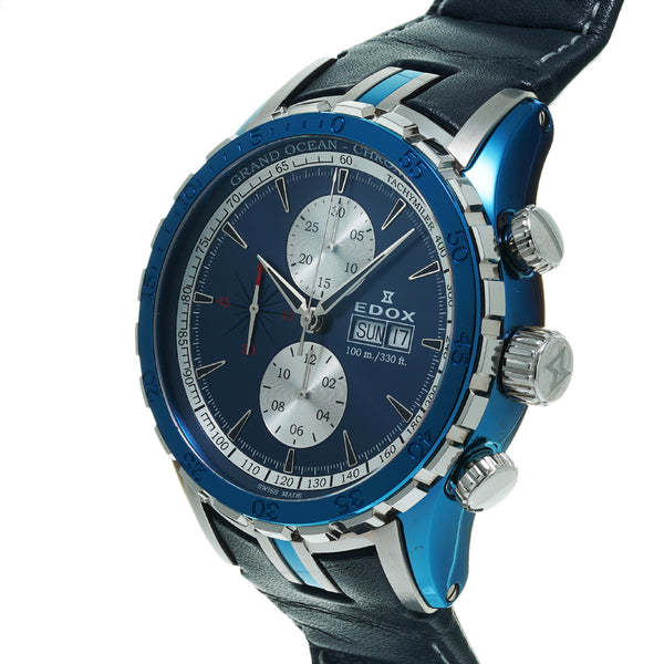 エドックス グランドオーシャン 01121 ブルー メンズ 腕時計 自動巻き 銀蔵