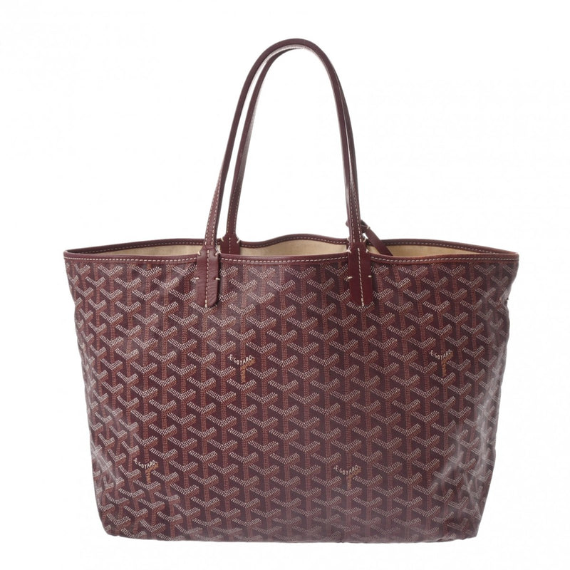 GOYARD ゴヤール サンルイ PM ヘリボーン ワインレッド レディース PVC/レザー トートバッグ Bランク 中古 銀蔵