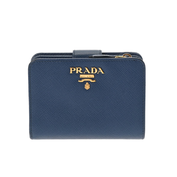 PRADA プラダ コンパクトウォレット 青 1ML018 ユニセックス サフィアーノ 二つ折り財布 ABランク 中古 銀蔵