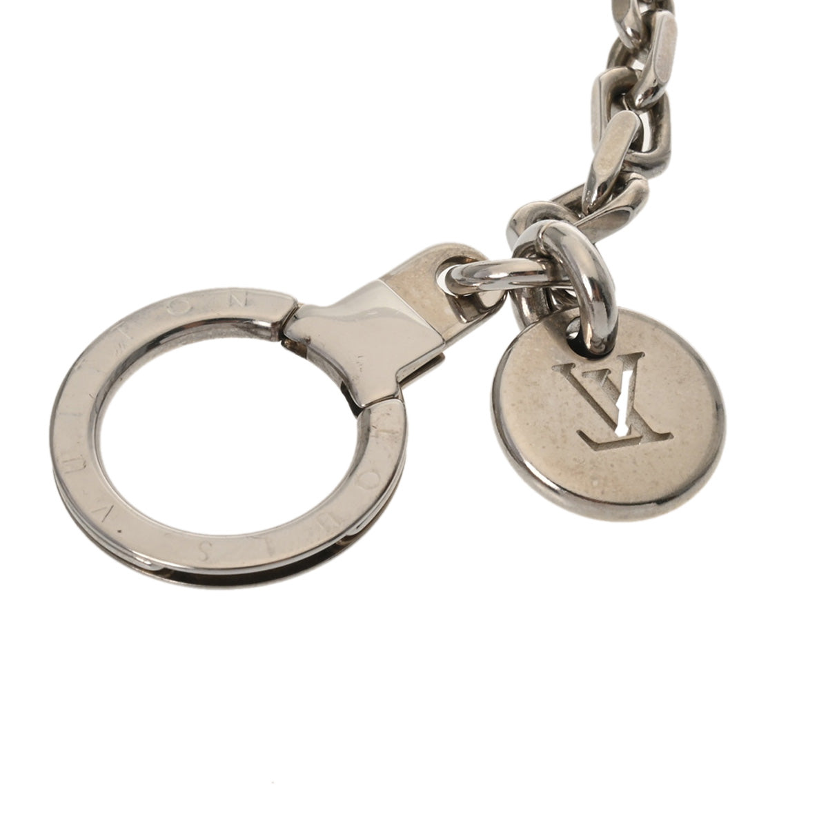 LOUIS VUITTON シルバーキーホルダー ルイヴィトン ポルトクレシェンヌ Vスクエア シルバー レディース