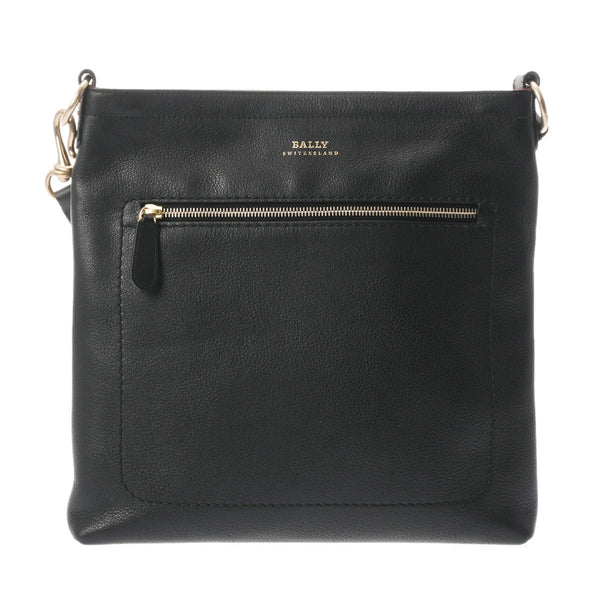 BALLY ブラックレザーショルダーバッグ バリー ブラック ユニセックス レザー ショルダーバッグ BALLY 中古