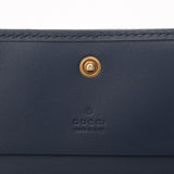 GUCCI グッチ GGマーモント コンパクトウォレット ブルー  レディース デニム フェイクパール GP金具 二つ折り財布 Aランク 中古 銀蔵