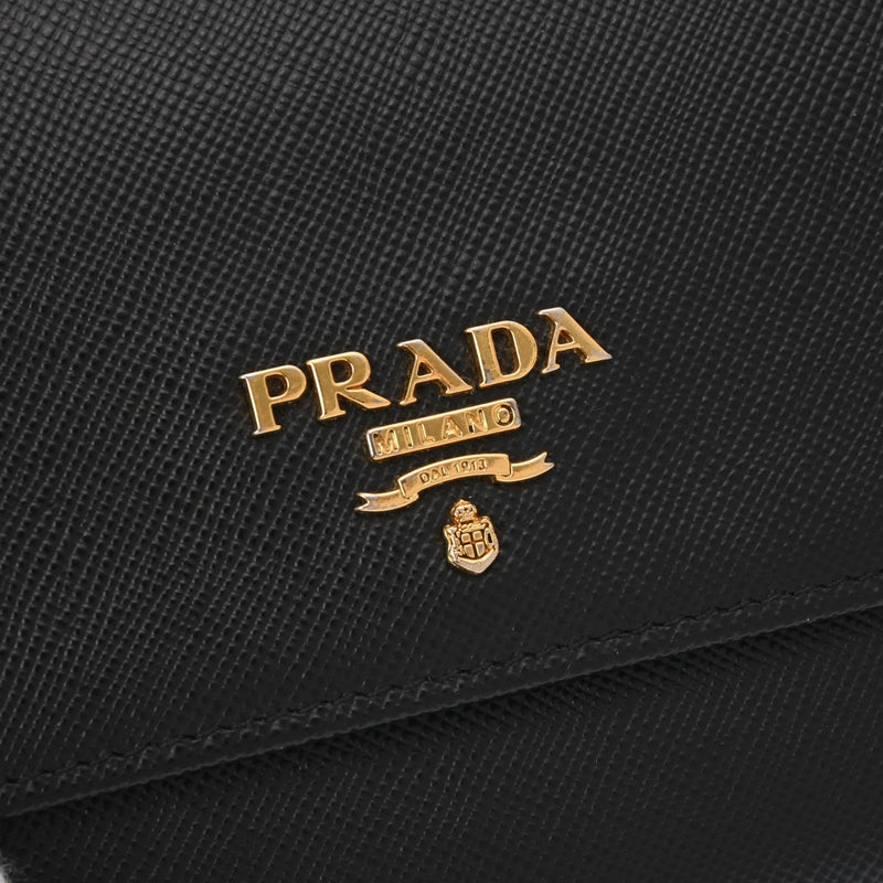 PRADA プラダ ホック付二つ折財布 ブラック ユニセックス サフィアーノ 二つ折り財布 Aランク 中古 銀蔵