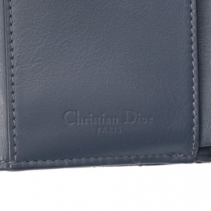 CHRISTIAN DIOR クリスチャンディオール レディディオール グレー レディース エナメル 三つ折り財布 ABランク 中古 銀蔵