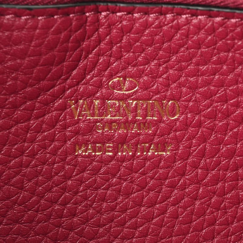 Valentino ヴァレンチノ ロックスタッズ ラウンドファスナー ピンク GP金具 ユニセックス レザー 長財布 Aランク 中古 銀蔵