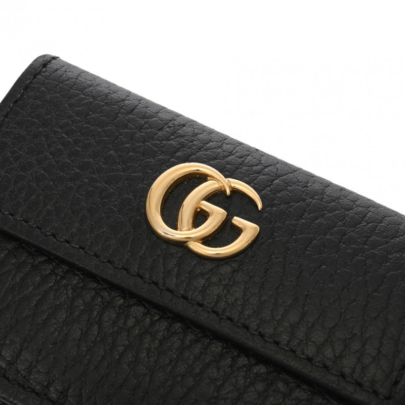 GUCCI グッチ コンパクトウォレット ブラック GP金具 レディース レザー 二つ折り財布 ABランク 中古 銀蔵