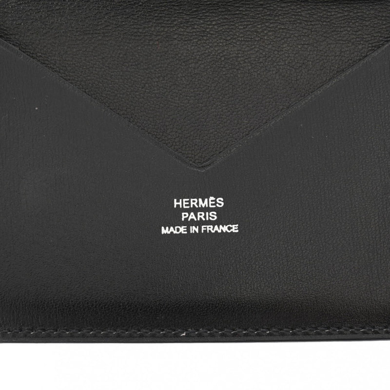 HERMES エルメス ブラック □L刻印(2008年頃) ユニセックス ボックスカーフ カードケース ABランク 中古 銀蔵