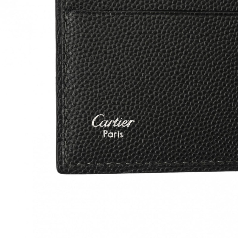 CARTIER カルティエ サントス ブラック メンズ レザー 二つ折り財布 Aランク 中古 銀蔵