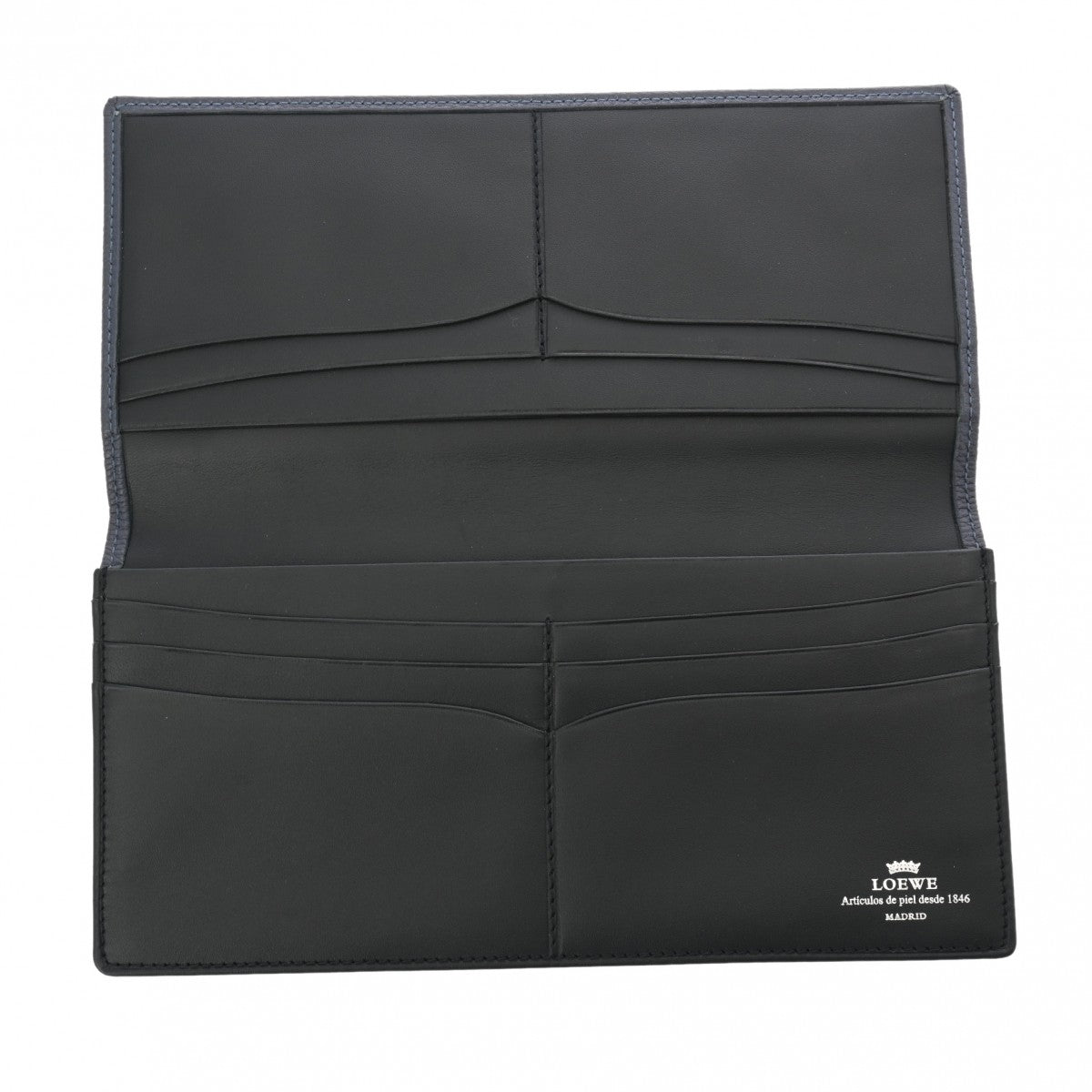 ロエベマチ付長札入れ ダークブルー系 メンズ 二つ折り財布 LOEWE 中古