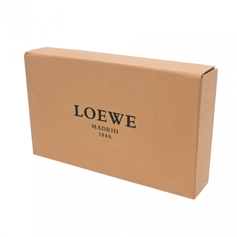 LOEWE ロエベ マチ付長札入れ ダークブルー系 メンズ レザー型押し 二つ折り財布 ABランク 中古 銀蔵