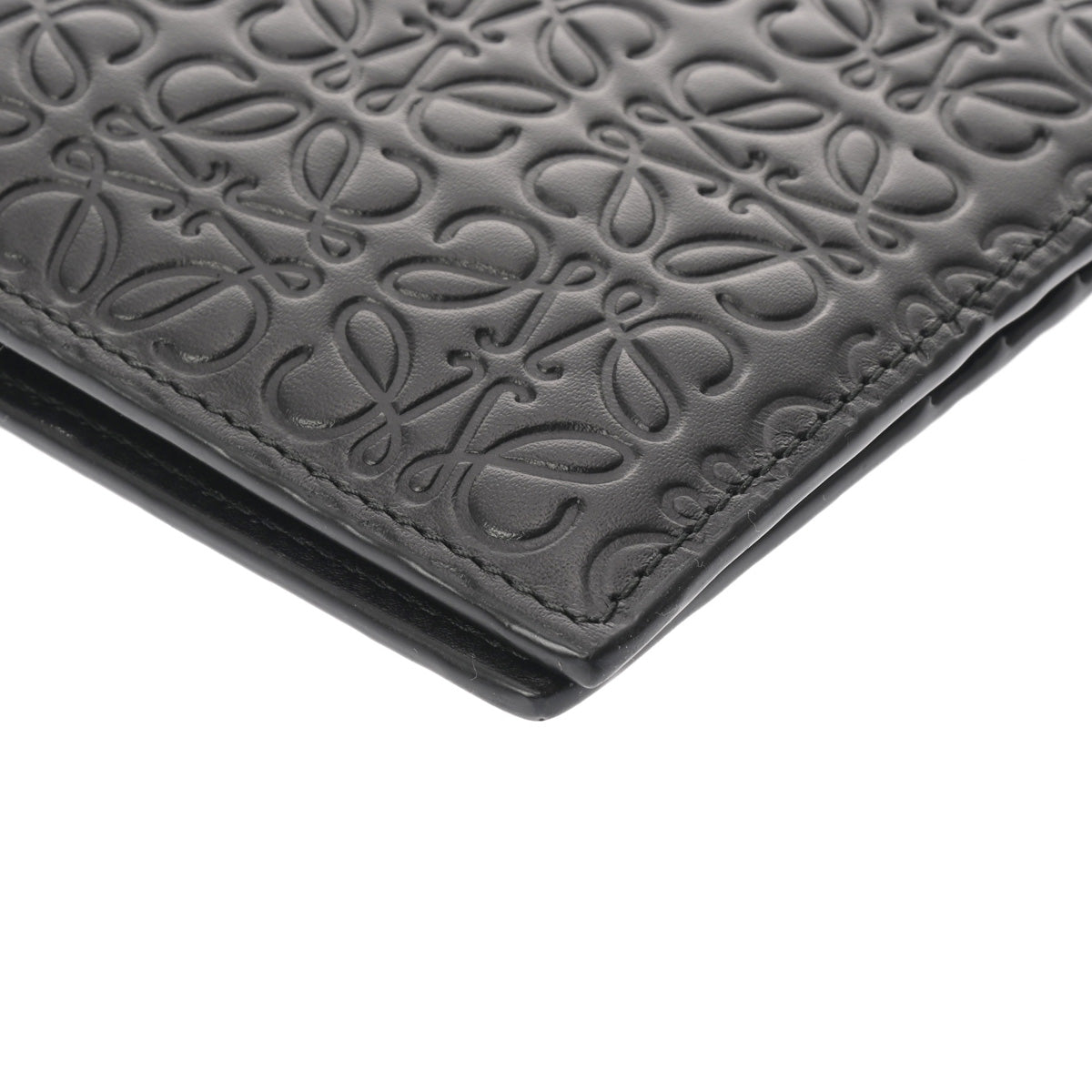 希少✨ロエベ 二つ折り財布 ロゴ型押し アナグラム レザー ブラック 黒 新品未使用✨LOEWE ロエベ 二つ折り財布 ロゴ型押し レザー