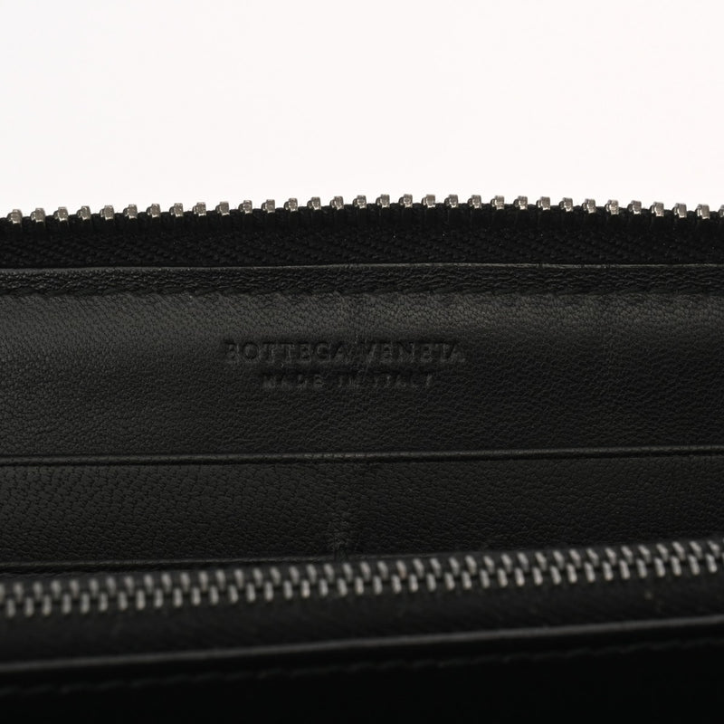 BOTTEGAVENETA ボッテガヴェネタ イントレチャート ラウンドファスナー財布 ドット ブラック/グレー メンズ レザー 長財布 Bランク 中古 銀蔵