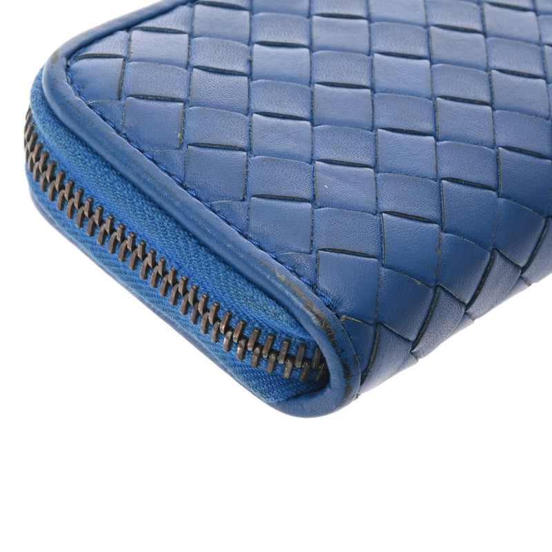 BOTTEGAVENETA ボッテガヴェネタ イントレチャート ラウンドファスナー ブルー ユニセックス レザー コインケース Bランク 中古 銀蔵