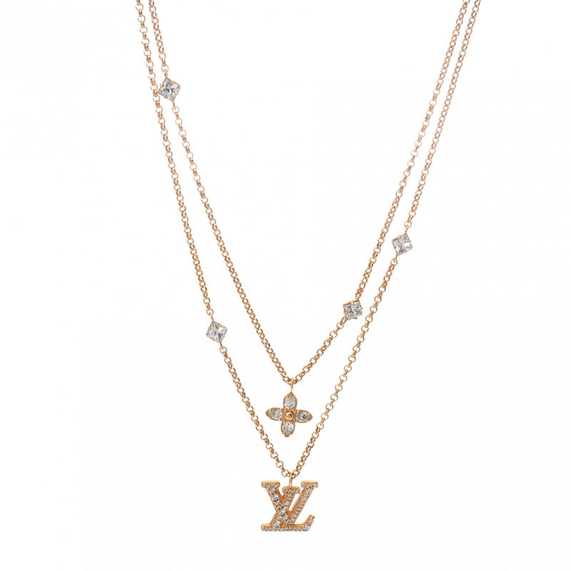 LOUIS VUITTON ルイヴィトン レディLV  ゴールド M01845 レディース GP ラインストーン ネックレス Aランク 中古 銀蔵